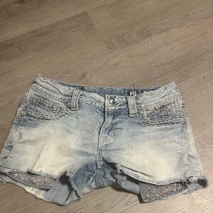 Miss Me Light Blue Jean Shorts with Studded Details